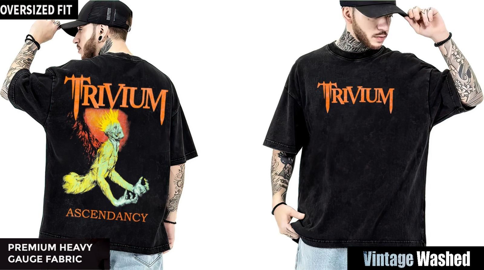 Trivium Yıkamalı Over Size Tişört L