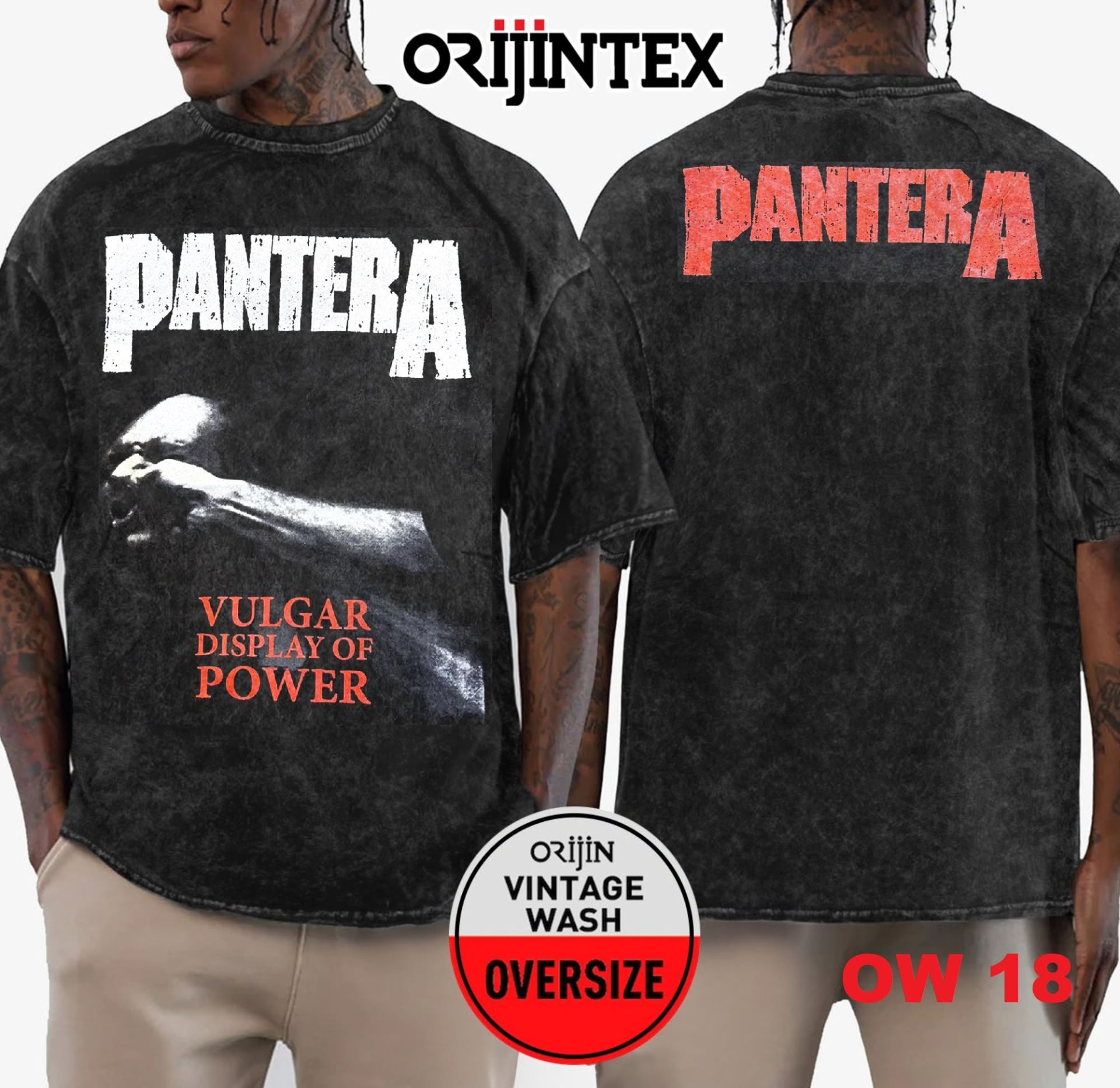 Pantera Yıkamalı Over Size Tişört XL