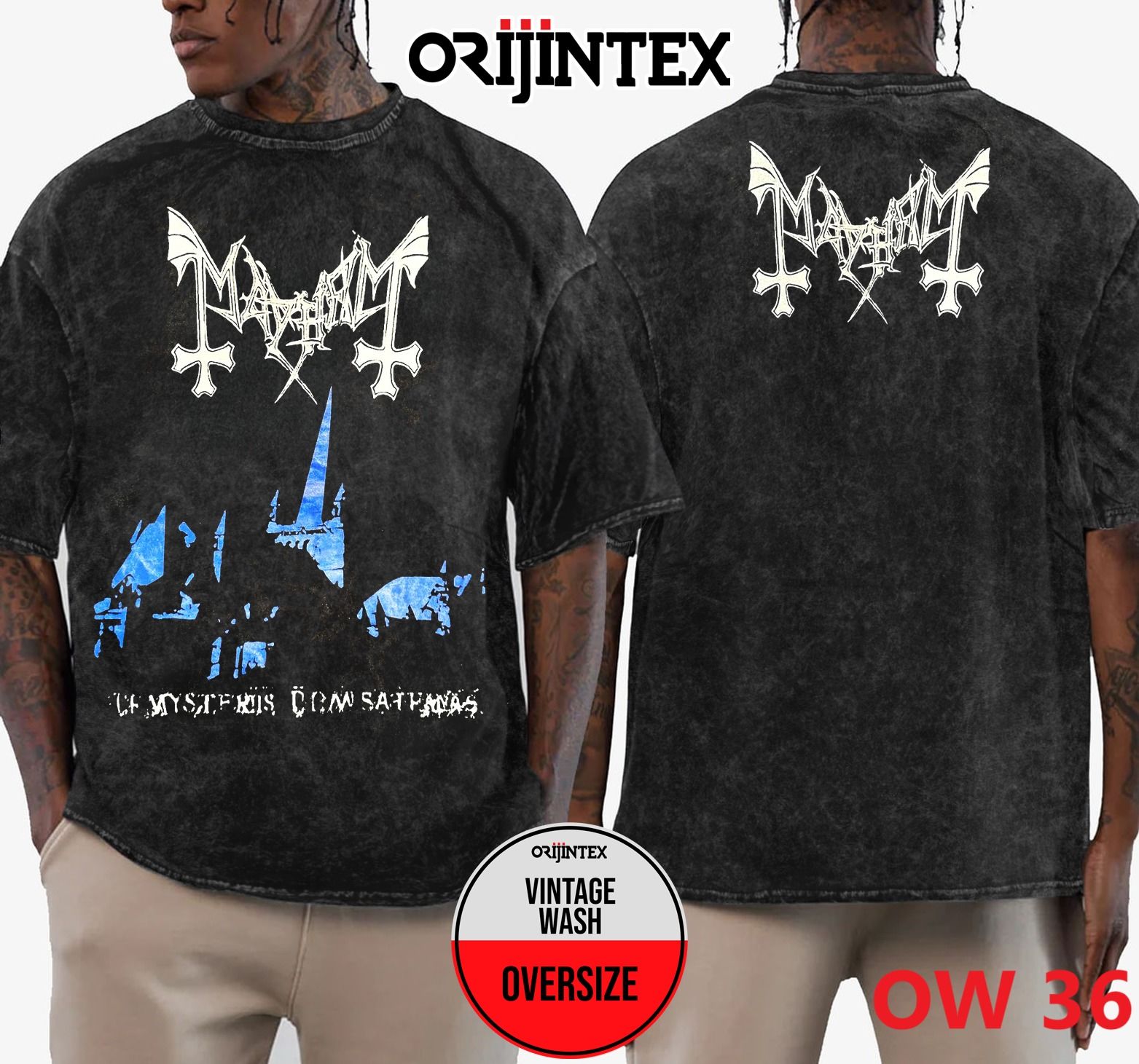 Mayhem Yıkamalı Over Size Tişört XL