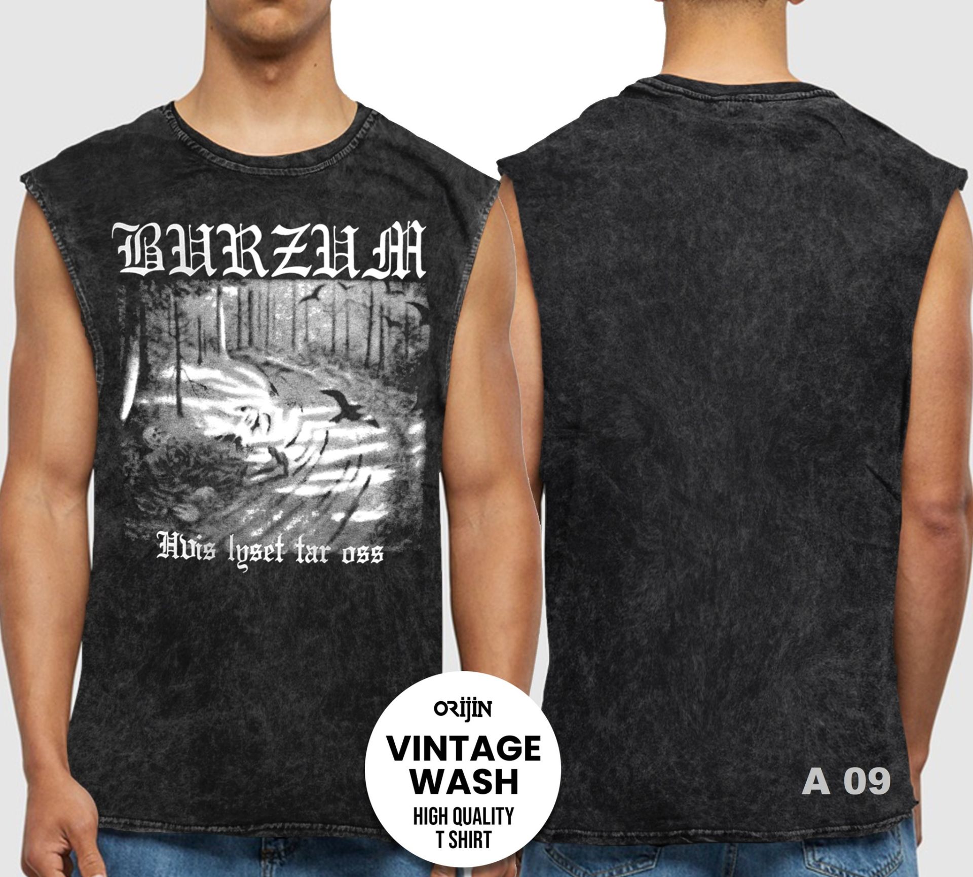 Burzum Yıkamalı Kolsuz Tişört XL