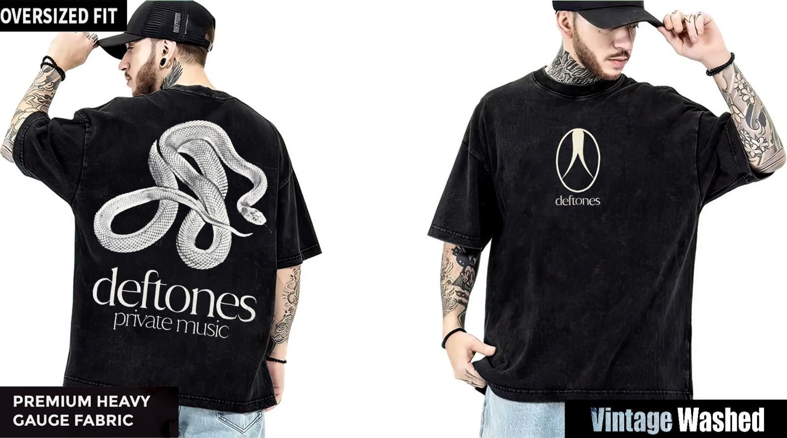 Deftones Yıkamalı Over Size Tişört S