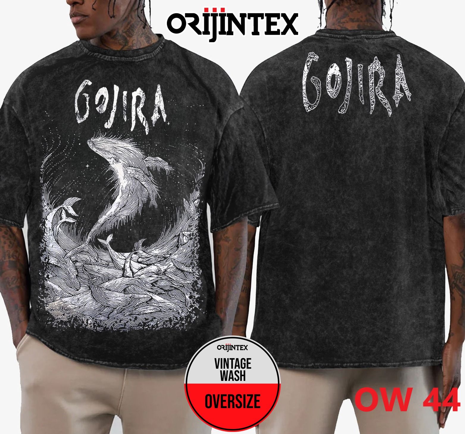 Gojira Yıkamalı Over Size Tişört XL