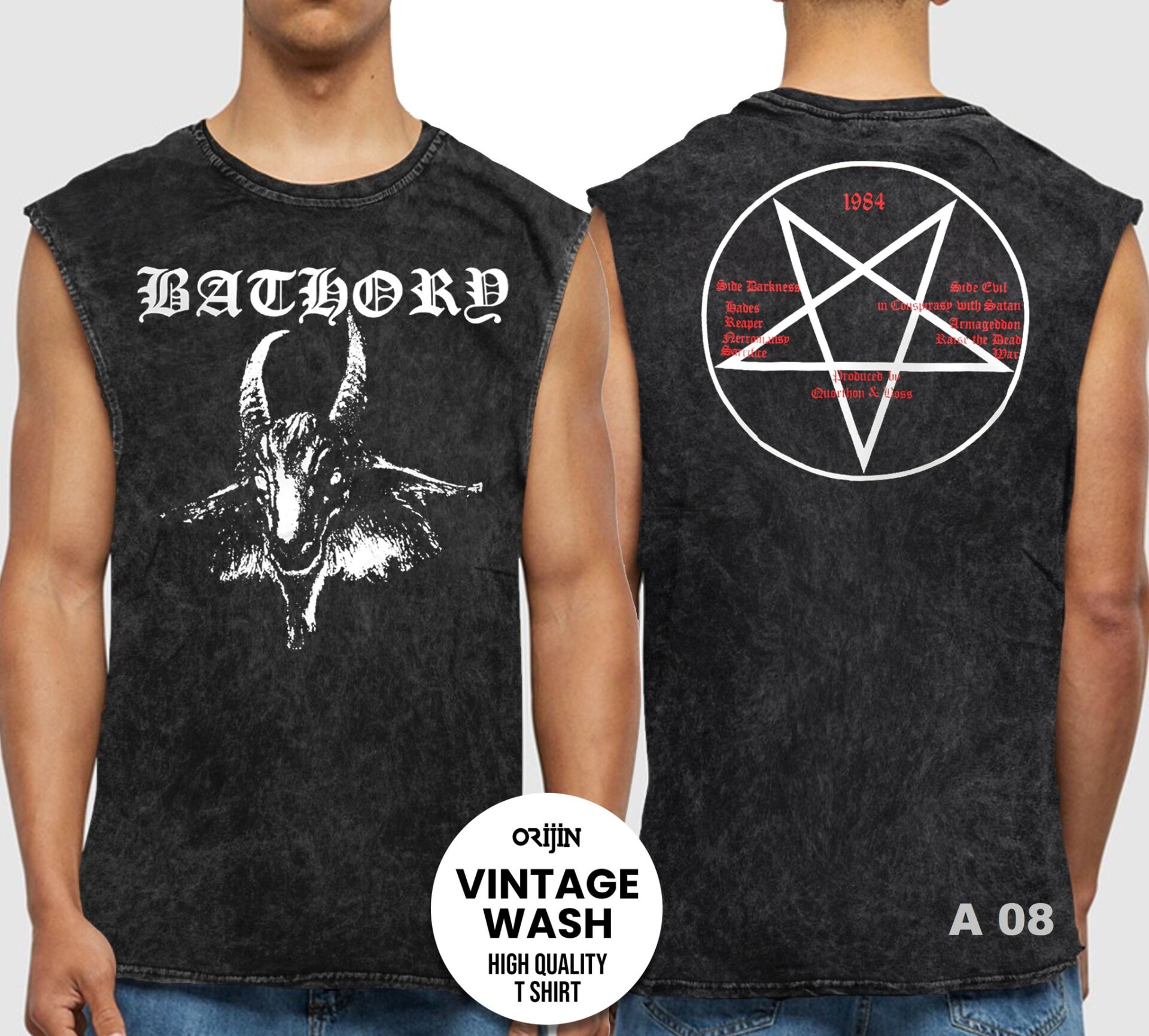Bathory Yıkamalı Kolsuz Tişört XL