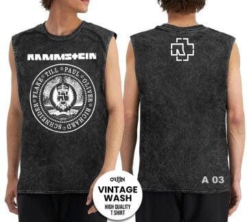 Rammstein Yıkamalı Kolsuz Tişört
