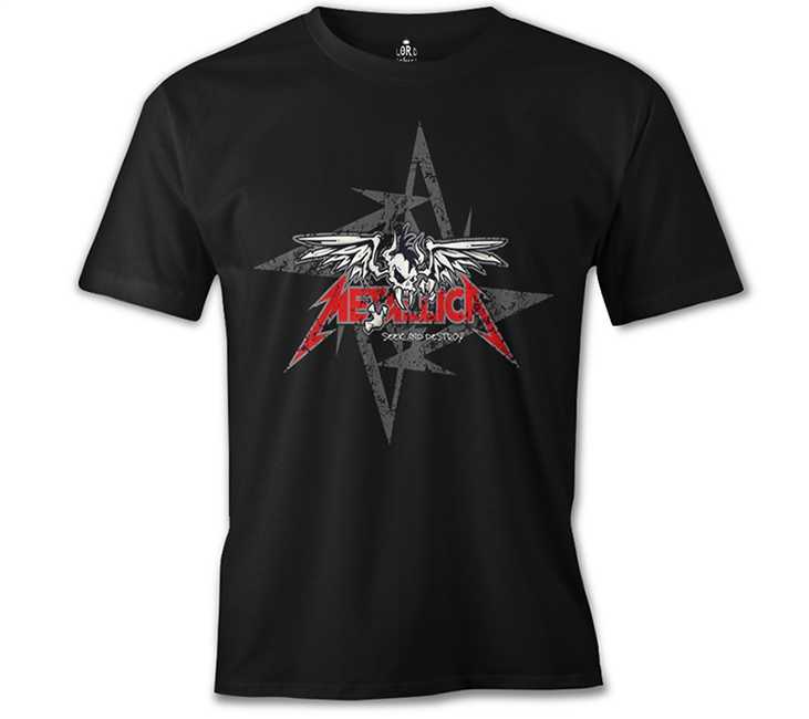 Metallica - Seek and Destroy Logo Siyah Erkek Tişört XL