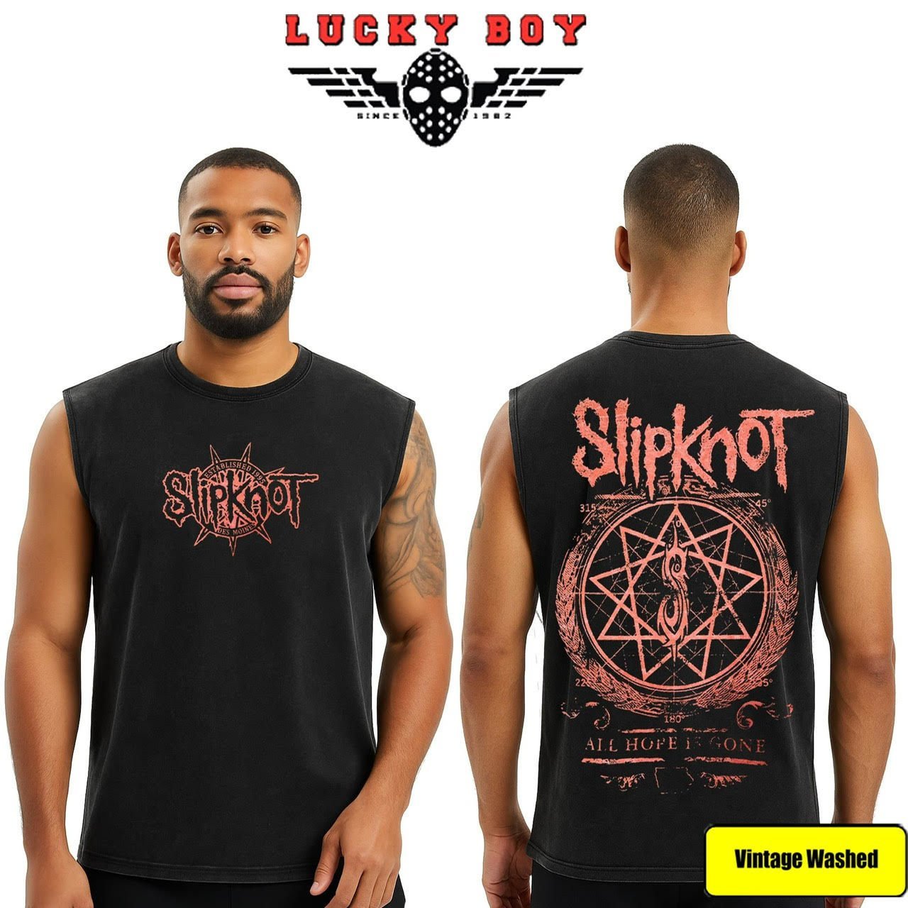 Slipknot Yıkamalı Kolsuz Tişört XL