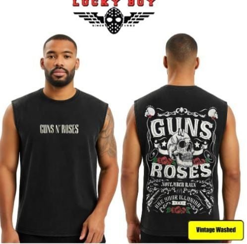 Guns n Roses Yıkamalı Kolsuz Tişört XL