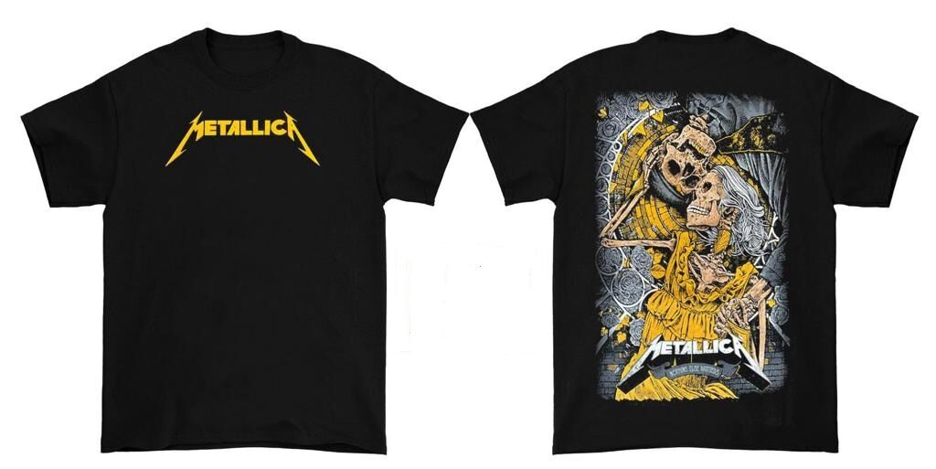 Metallica Ön Arka Baskılı Siyah Erkek Tişört
