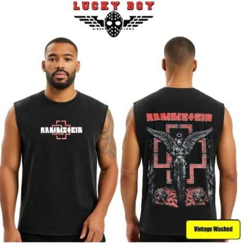 Rammstein Yıkamalı Kolsuz Tişört L