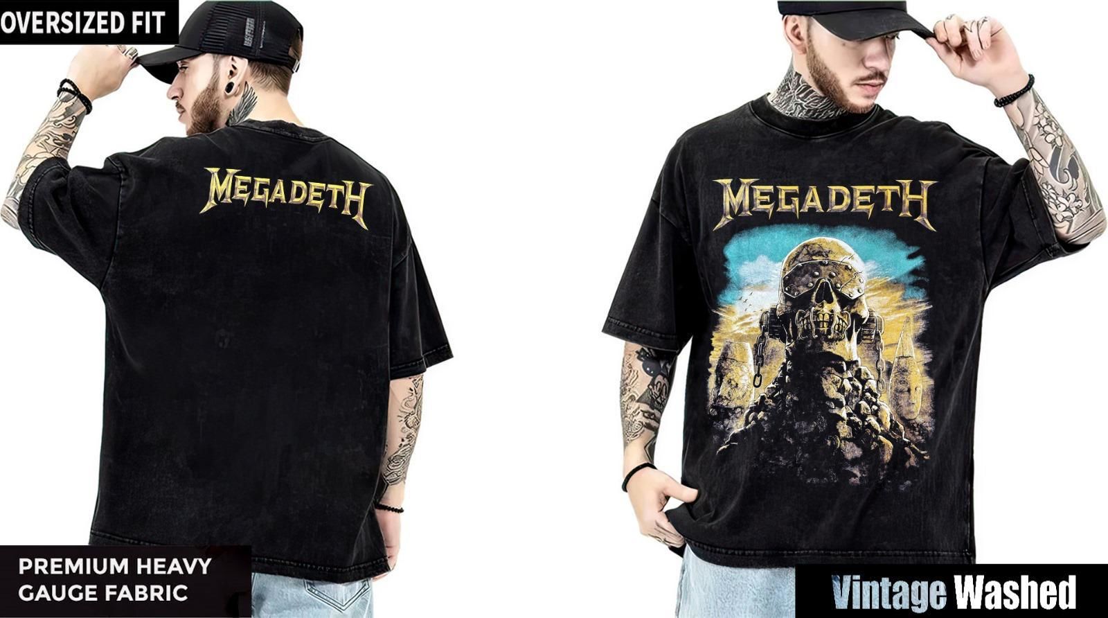 Megadeth Yıkamalı Over Size Tişört L