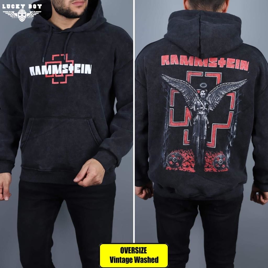 METAL KAP ONLU kategorisinde Rammstein Y kamal Kap onlu Over Size Sweatshirt