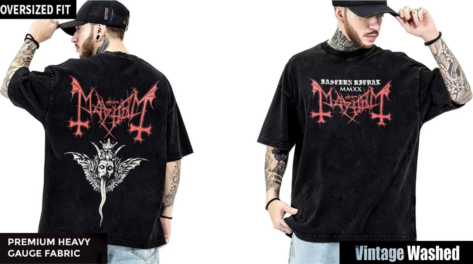 Mayhem Yıkamalı Over Size Tişört XL