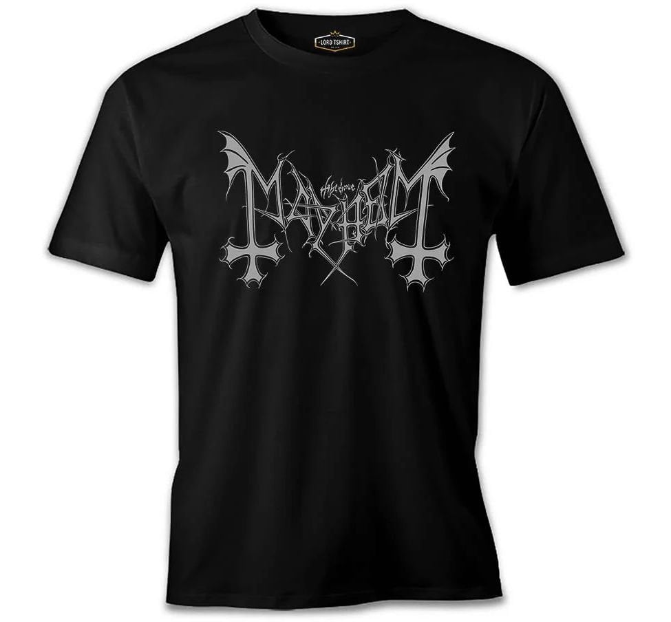 Mayhem - Logo Gri Siyah Erkek Tişört 3XL