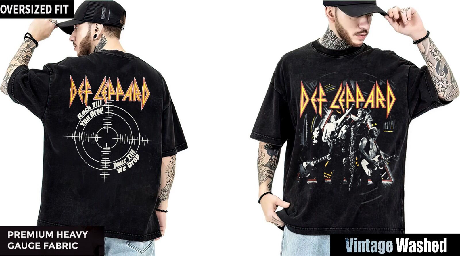 Def Leppard Yıkamalı Over Size Tişört