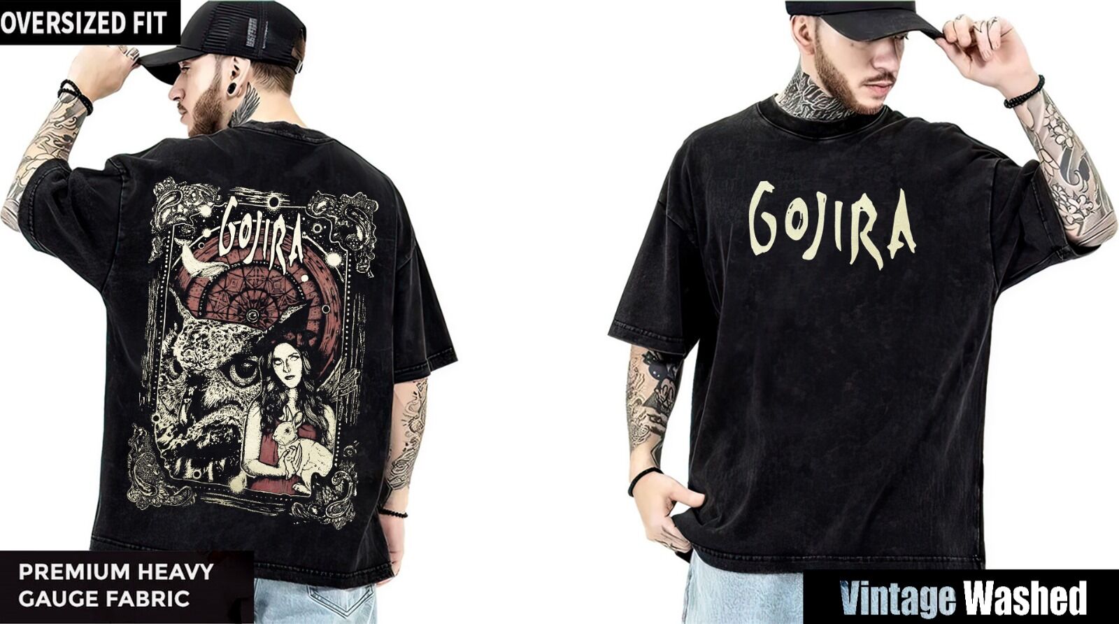 Gojira Yıkamalı Over Size Tişört XL