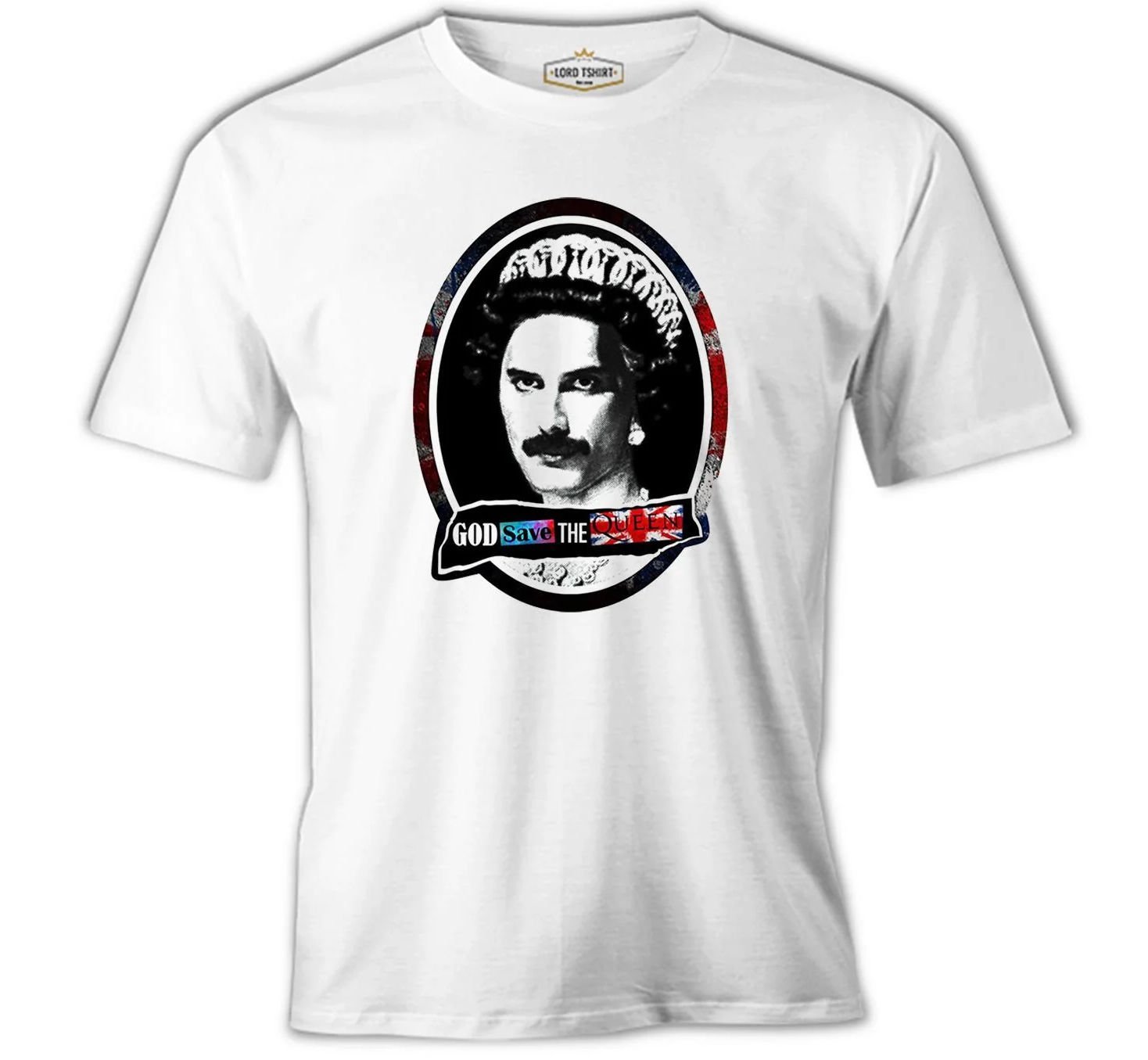 Queen - God Save Beyaz Erkek Tişört 3XL