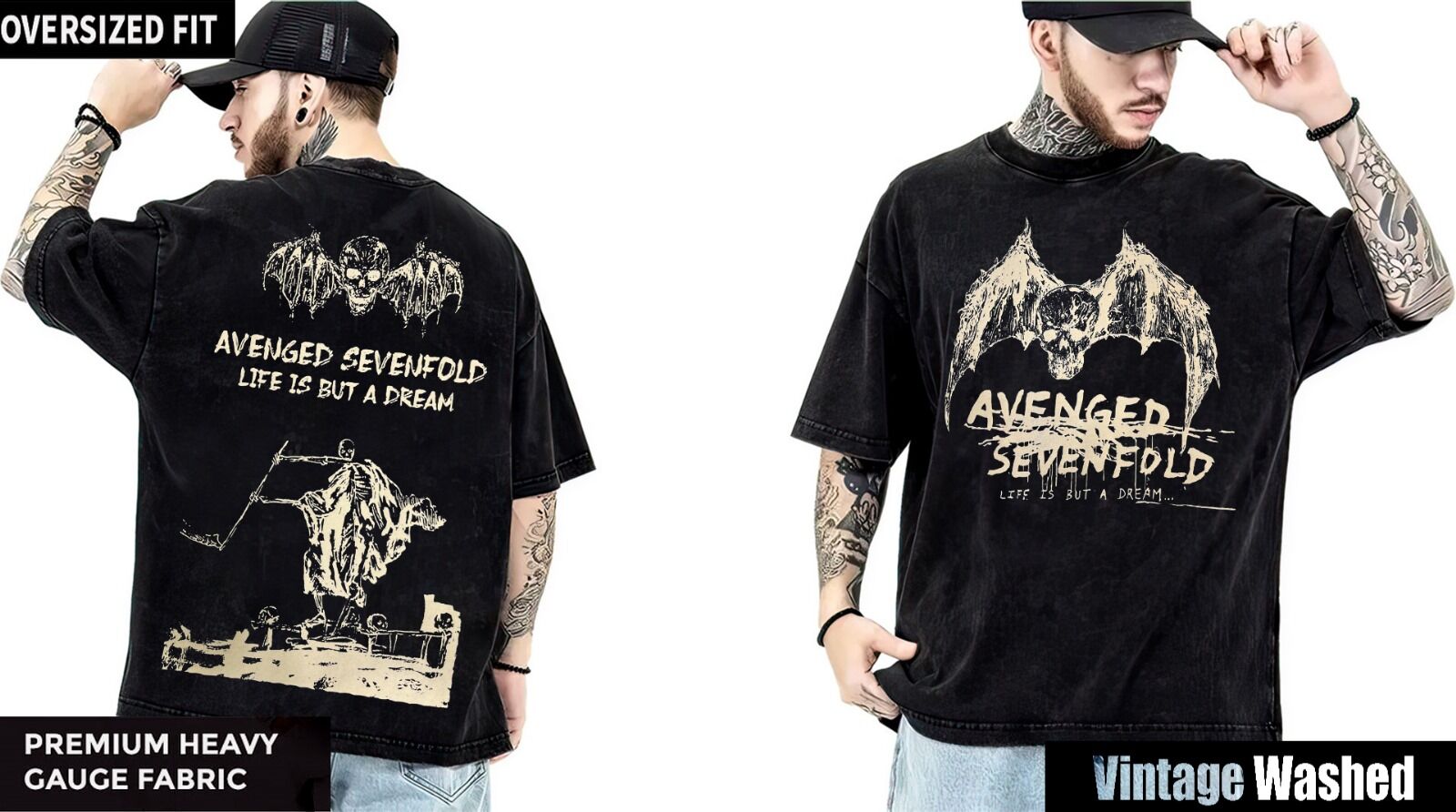 Avenged Sevenfold Yıkamalı Over Size Tişört L