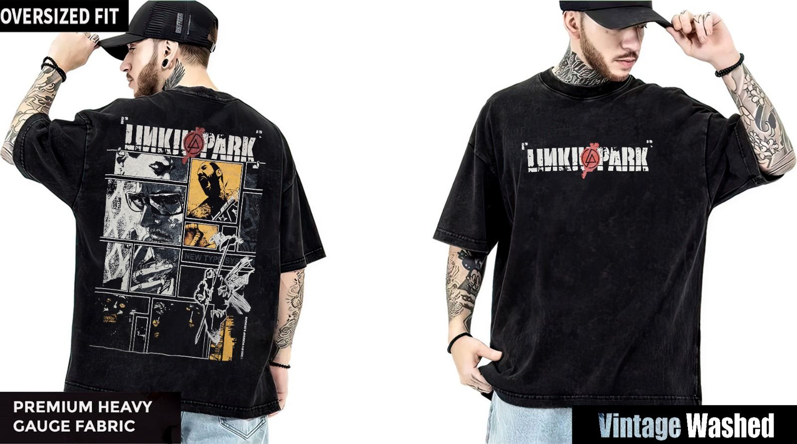 Linkin Park Yıkamalı Over Size Tişört XL