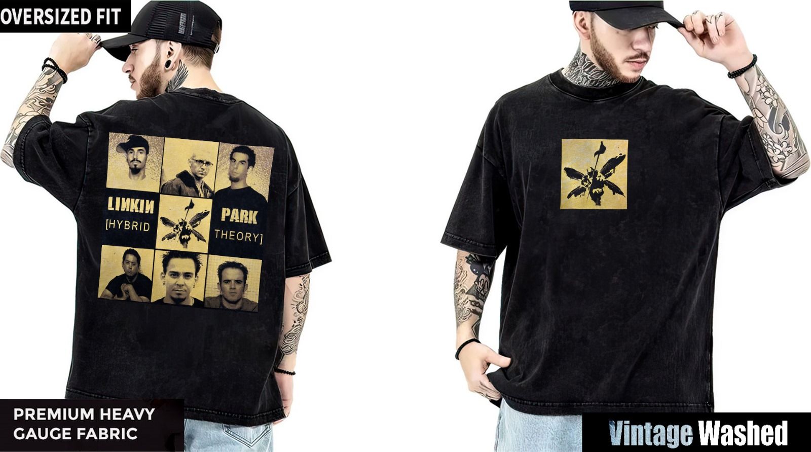 Linkin Park Yıkamalı Over Size Tişört M
