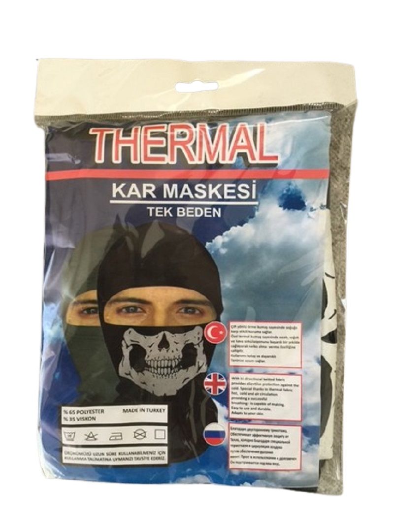 Kurukafa Baskılı Thermal Siyah Kar Maskesi