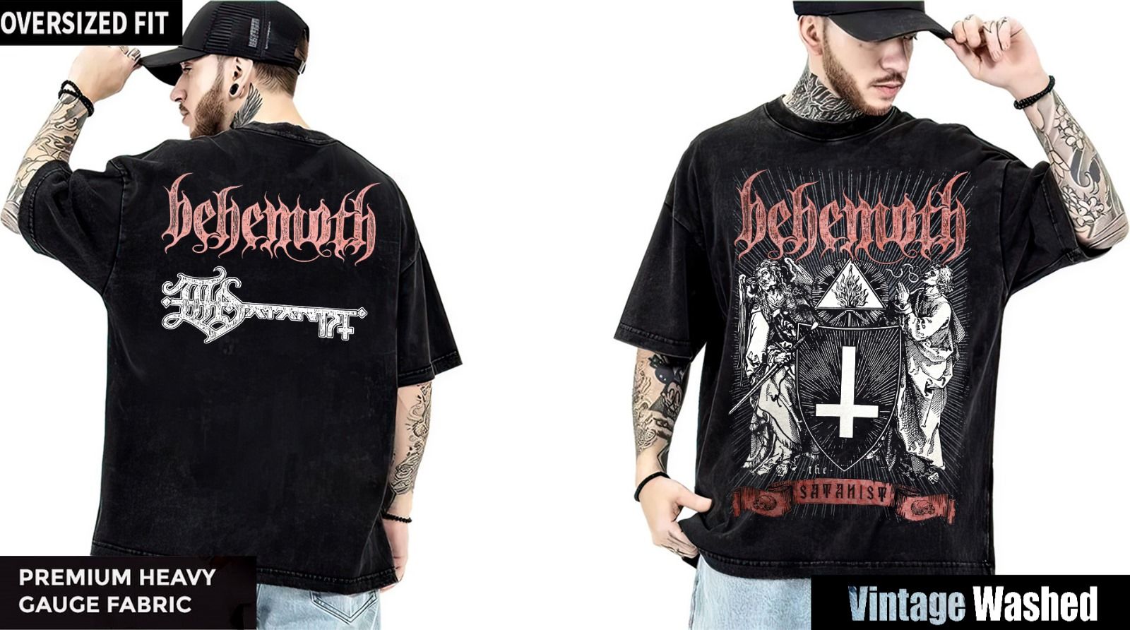 Behemoth Yıkamalı Over Size Tişört XL