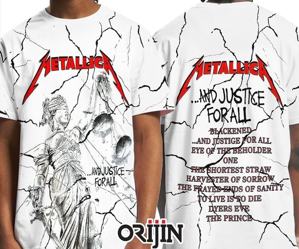 Metallica All Over Beyaz Erkek tişört L