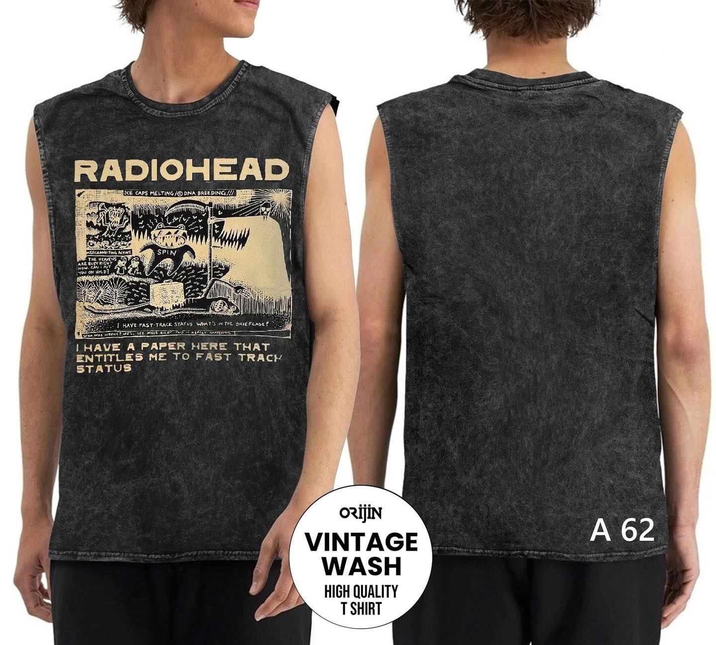 Radiohead Yıkamalı Kolsuz Tişört XL