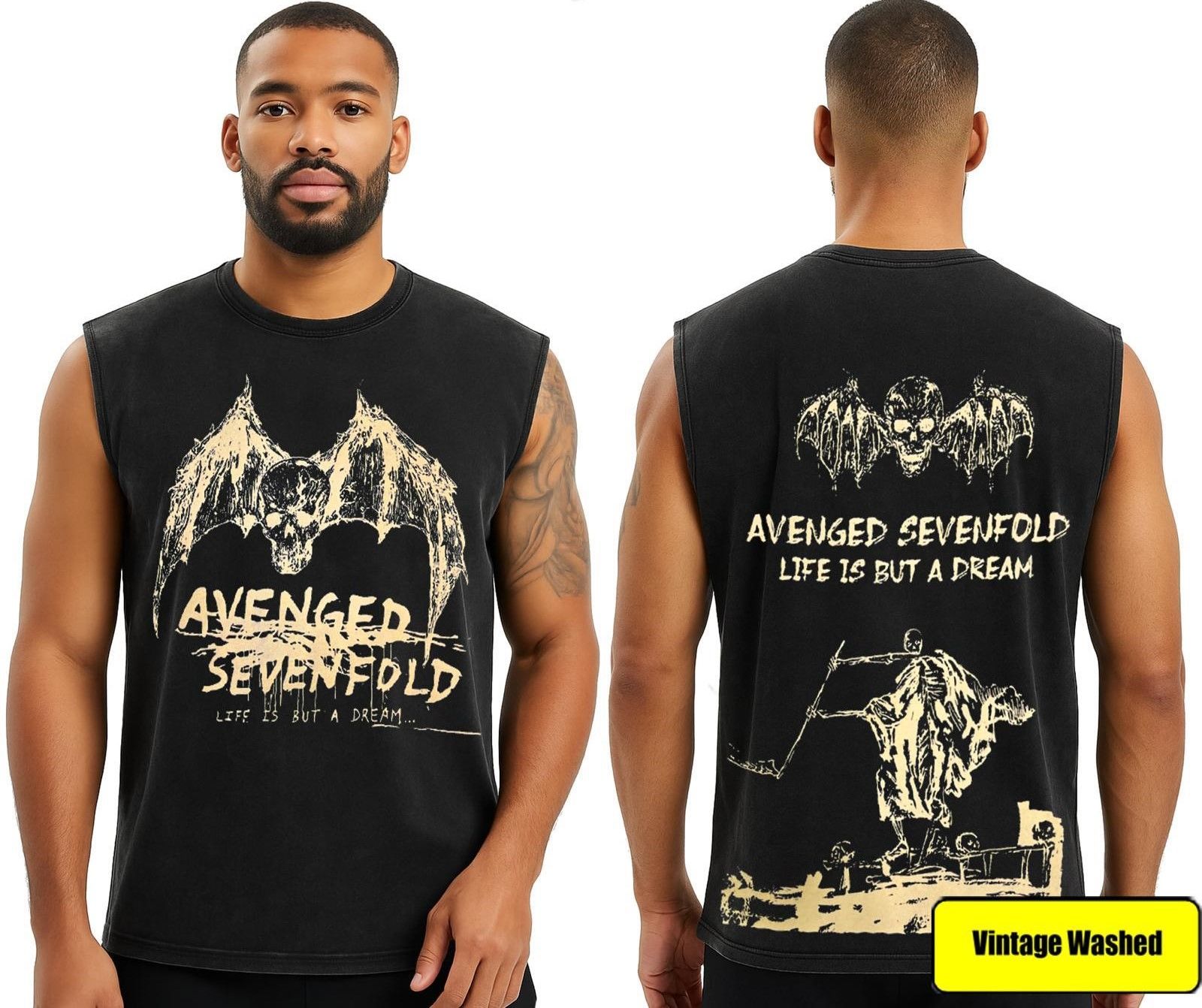 Avenged Sevenfold Yıkamalı Kolsuz Tişört L