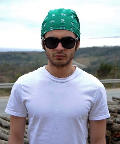 Damla Desenli Kare Bandana - Yeşil