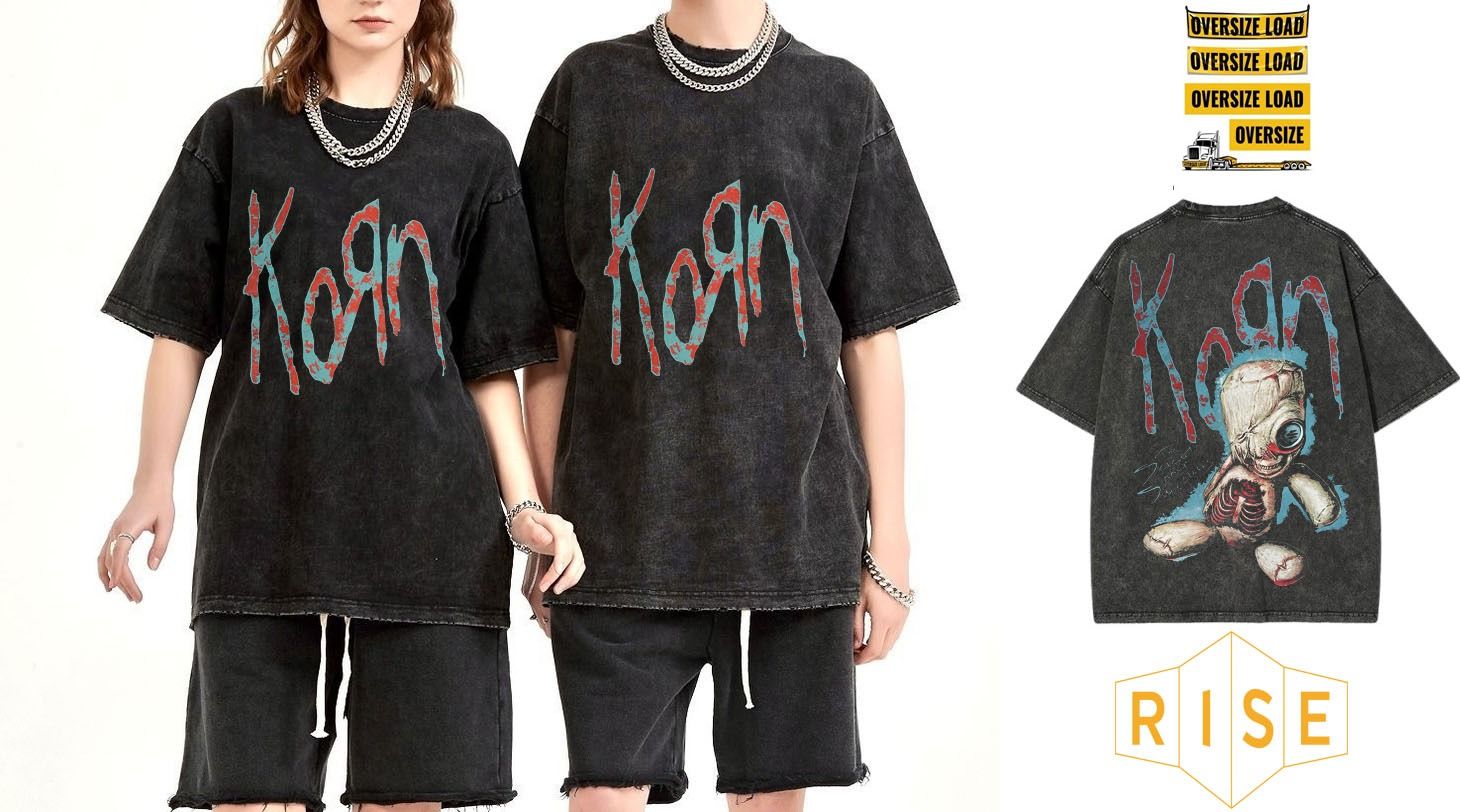 Korn Yıkamalı Over Size Tişört XL
