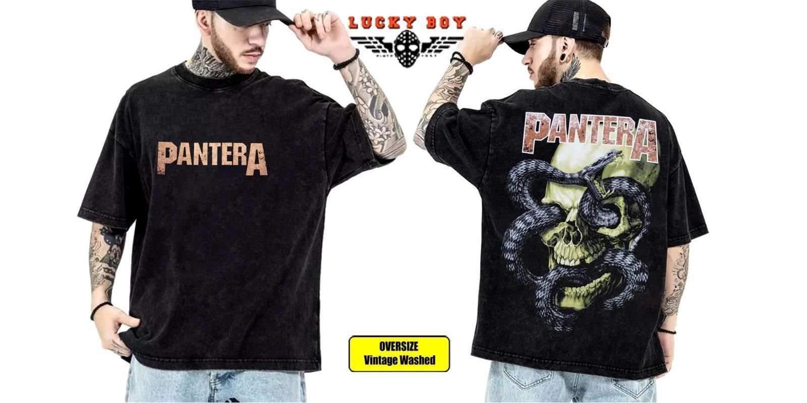 Pantera Yıkamalı Over Size Tişört L