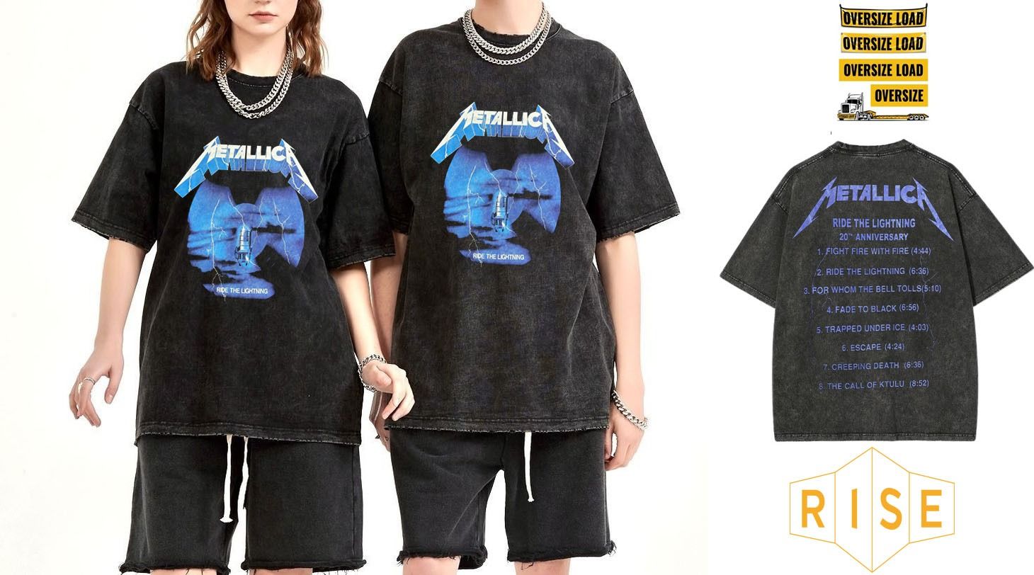 Metallica Ride the Lighting Yıkamalı Over Size Tişört M