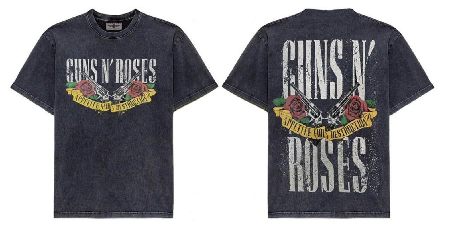 Guns n Roses Yıkamalı Over Size Tişört S