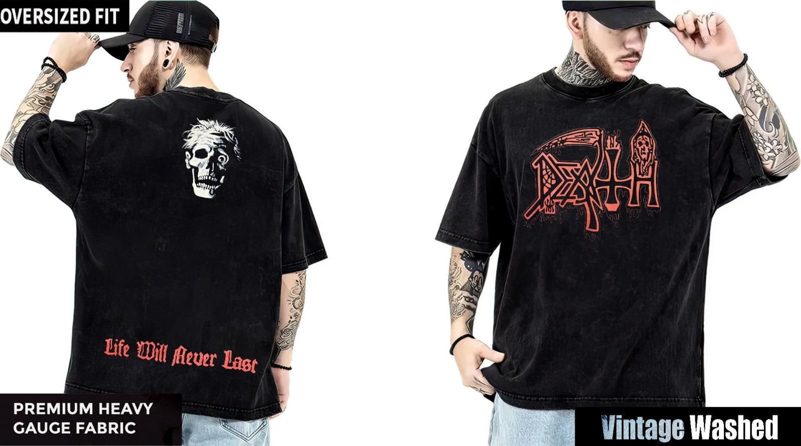 Death Yıkamalı Over Size Tişört L