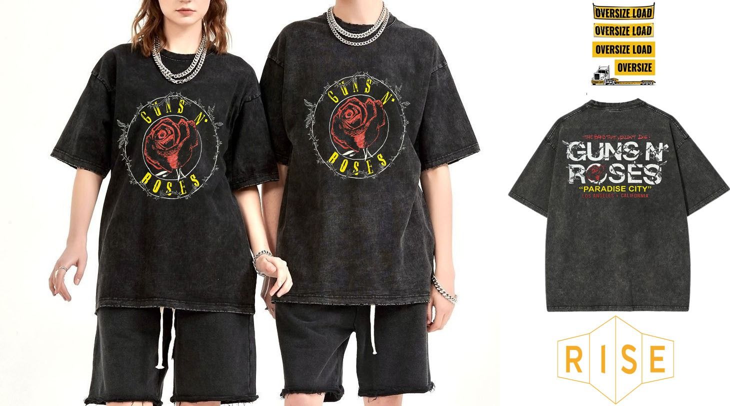 Guns n Roses Yıkamalı Over Size Tişört XL