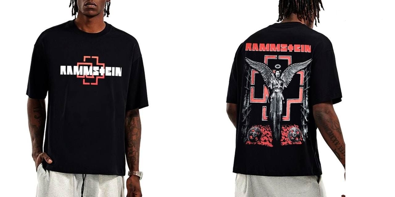 Rammstein Yıkamalı Over Size Tişört L