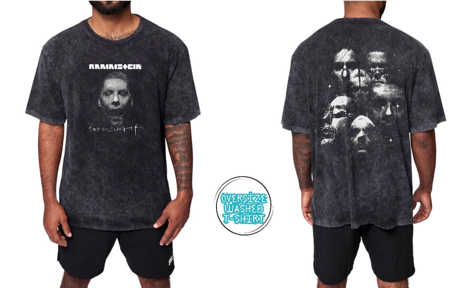 Rammstein Yıkamalı Over Size Tişört L