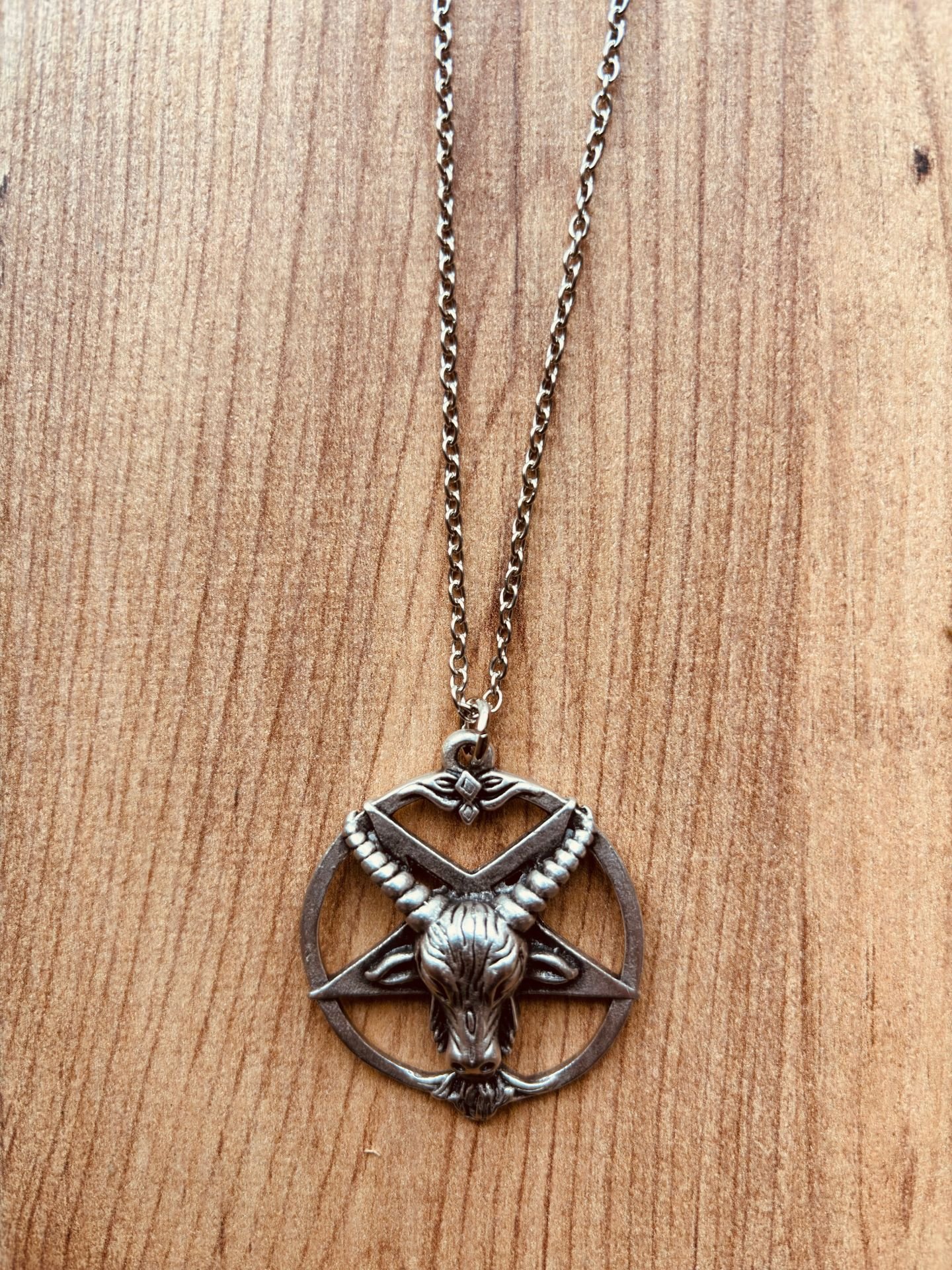 Keçi Pentagram Zincirli Kolye