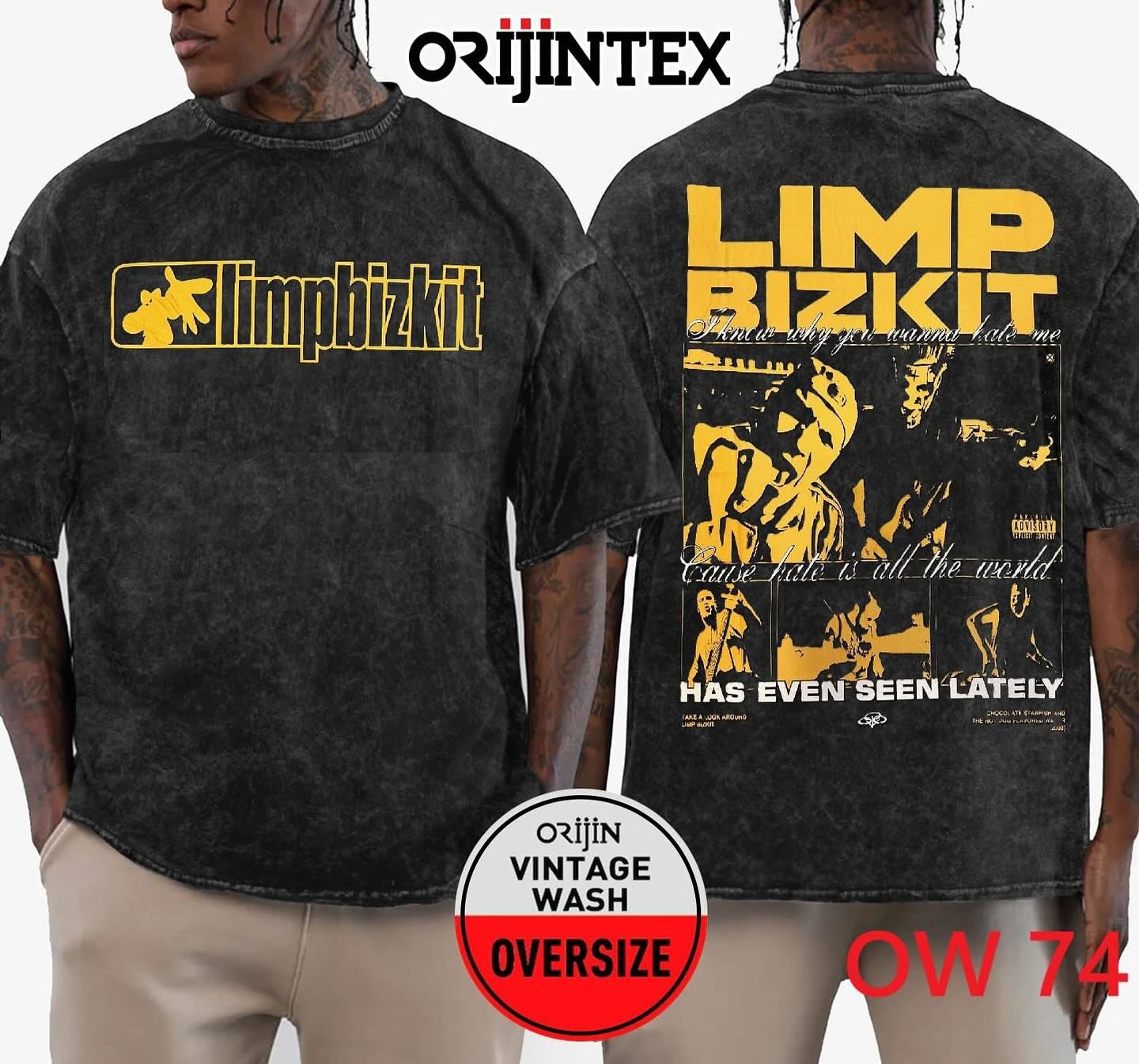 Limp Bizkit Yıkamalı Over Size Tişört XL