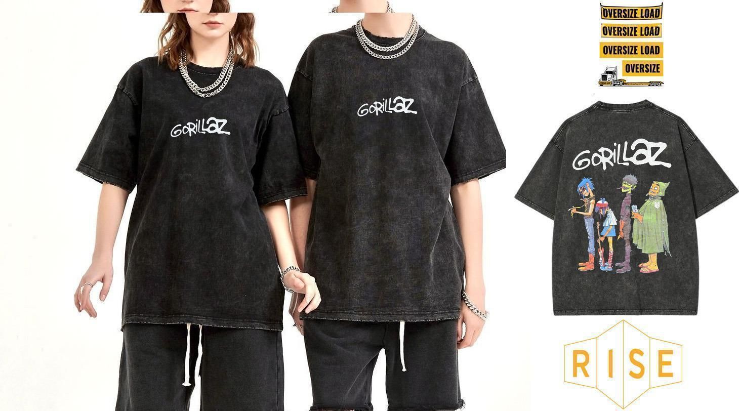 Gorillaz Yıkamalı Over Size Tişört XL