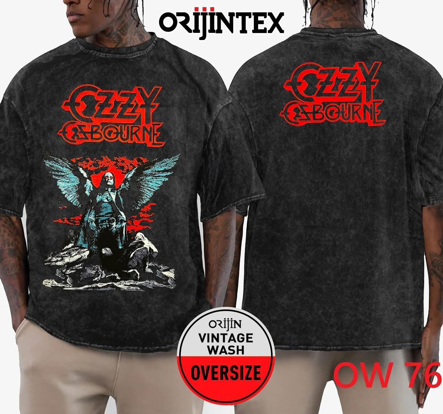 Ozzy Ozbourne Yıkamalı Over Size Tişört XL