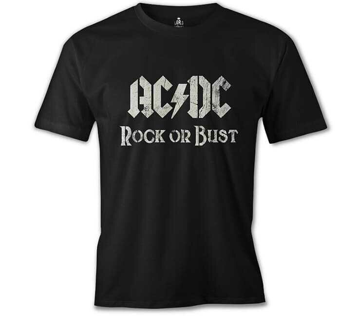 AC DC - Rock or Bust Logo Siyah Erkek Tişört XL