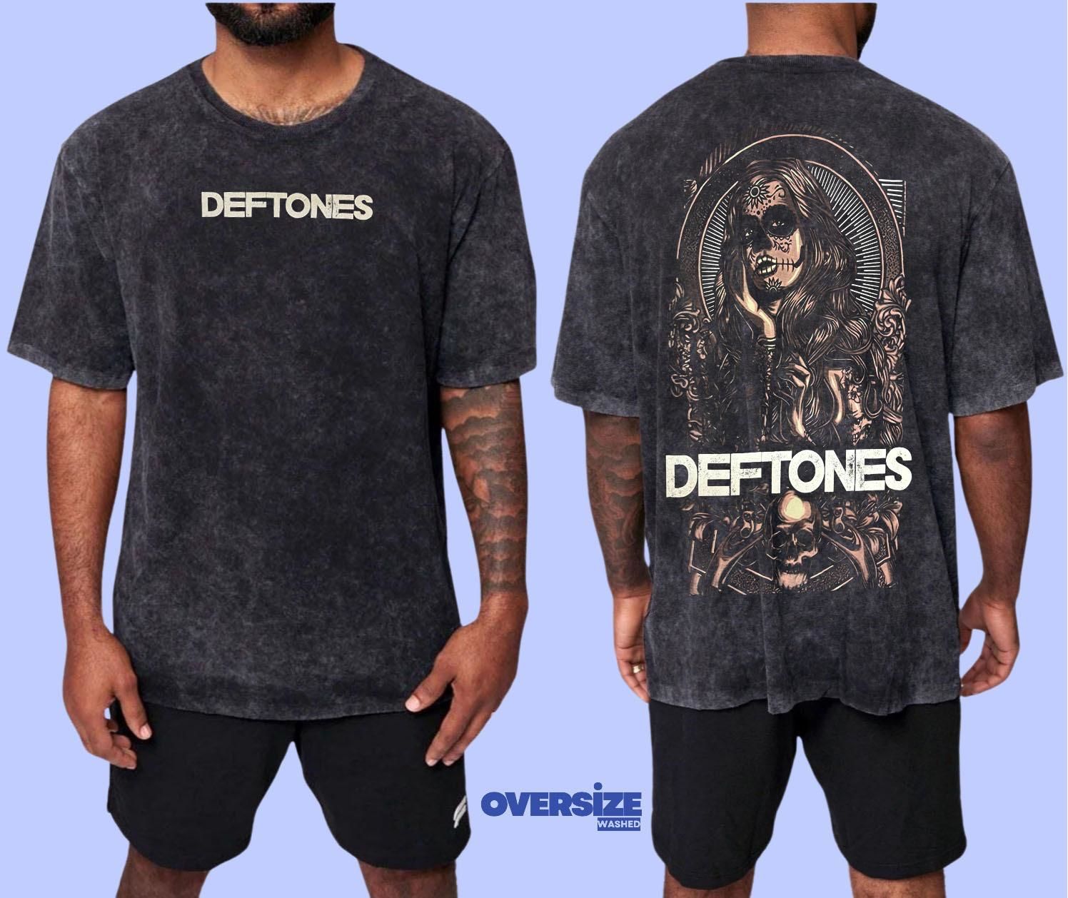 Deftones Yıkamalı Over Size Tişört S