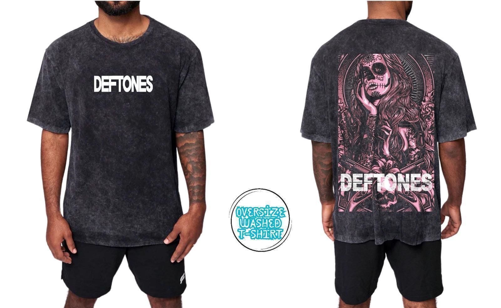Deftones Yıkamalı Over Size Tişört XL