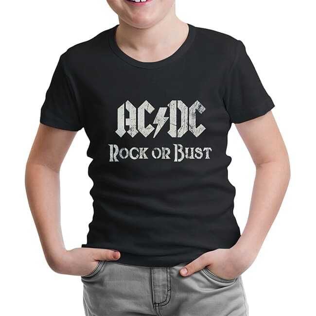 AC DC - Rock or Bust Logo Siyah Çocuk Tişört 12