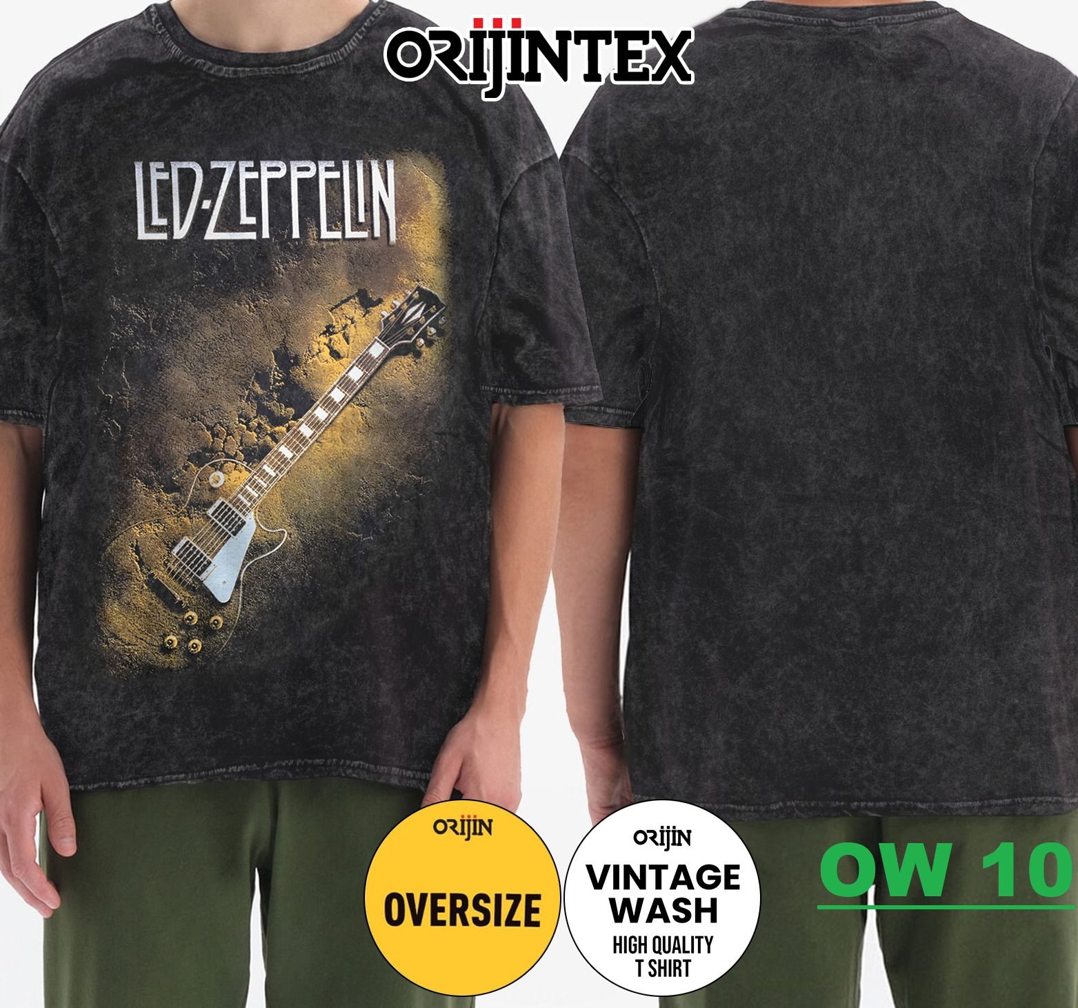 Led Zeppelin Yıkamalı Over Size Tişört