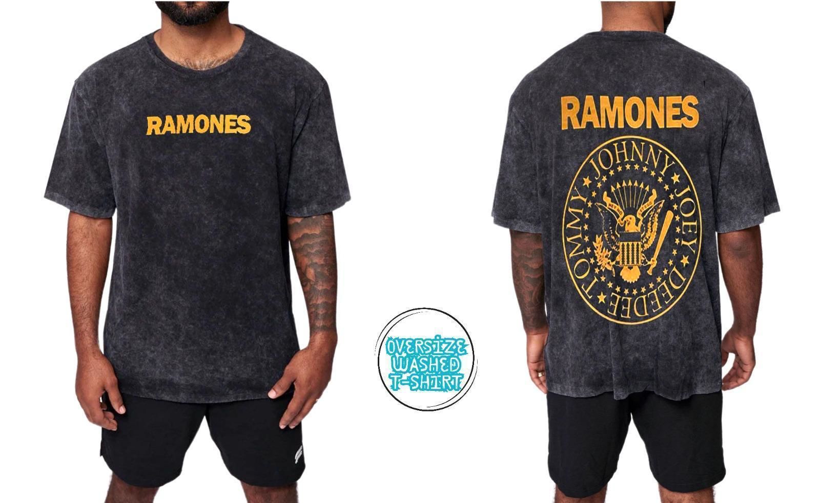Ramones Yıkamalı Over Size Tişört XL
