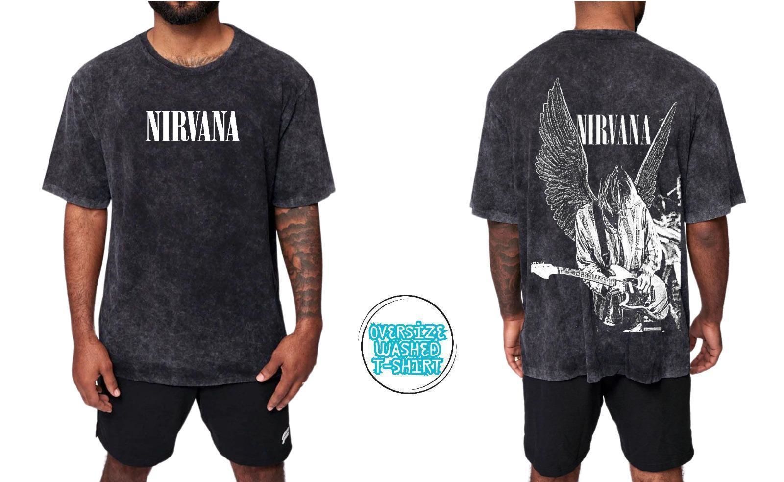 Nirvana Yıkamalı Over Size Tişört XL