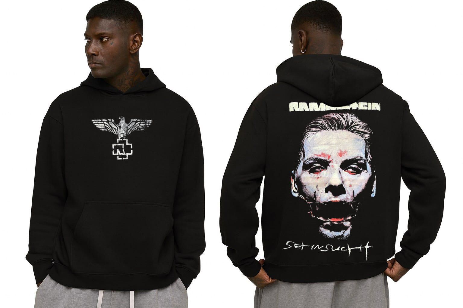 Rammstein Kapşonlu Siyah Erkek Sweatshirt XL
