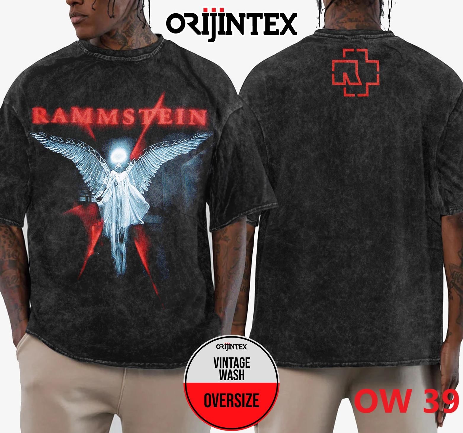 Rammstein Yıkamalı Over Size Tişört XL